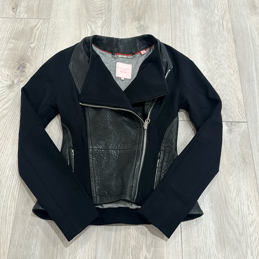TED BAKER leather jacket. Size 0 UK.
